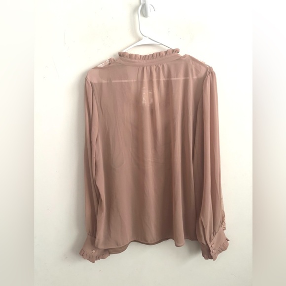 Sheer Lace Blouse Set Party Top Ruffle Victorian Romantic Feminine Coquette XL - Picture 2 of 6